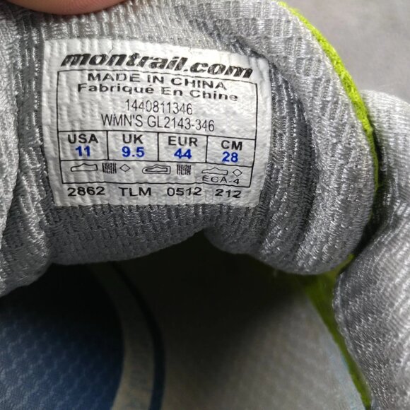 Montrail Rogue Fly Trail Womens Size 11 Running Shoes Green Yellow Low Top - Picture 3 of 11